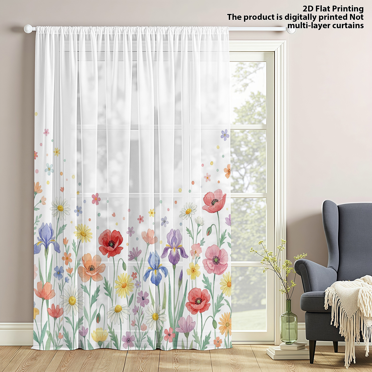 Good Floral & Wedding Decor Supply - Floral Privacy Sheer Curtain,Good Quality Modern