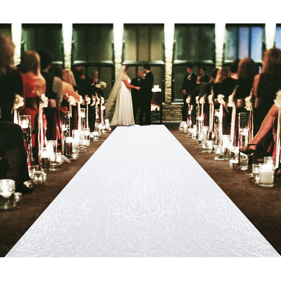 Aisle Runner White - Sequin Aisle Floor Runner 4Ft x