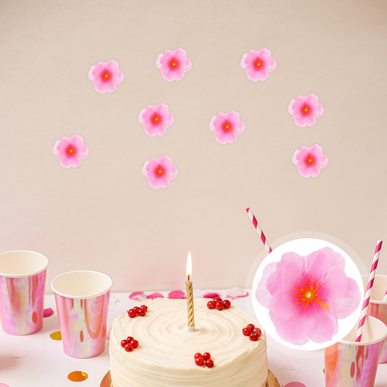 Wedding Decoration Supply - 100Pcs Cherry Blossom Fabric Flowers Decorative