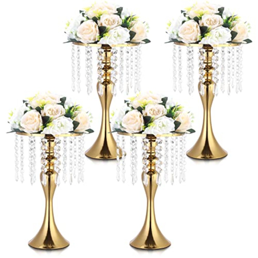 Centerpiece Vase Tall - 4 Pcs Gold Vases for Centerpieces,