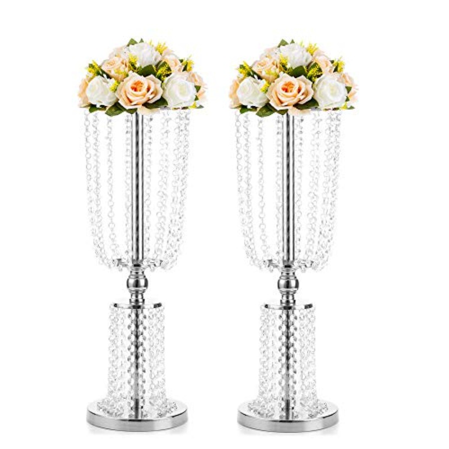 Centerpiece Vase Tall - 3.75 Inch Tall Crystal Metal Vase