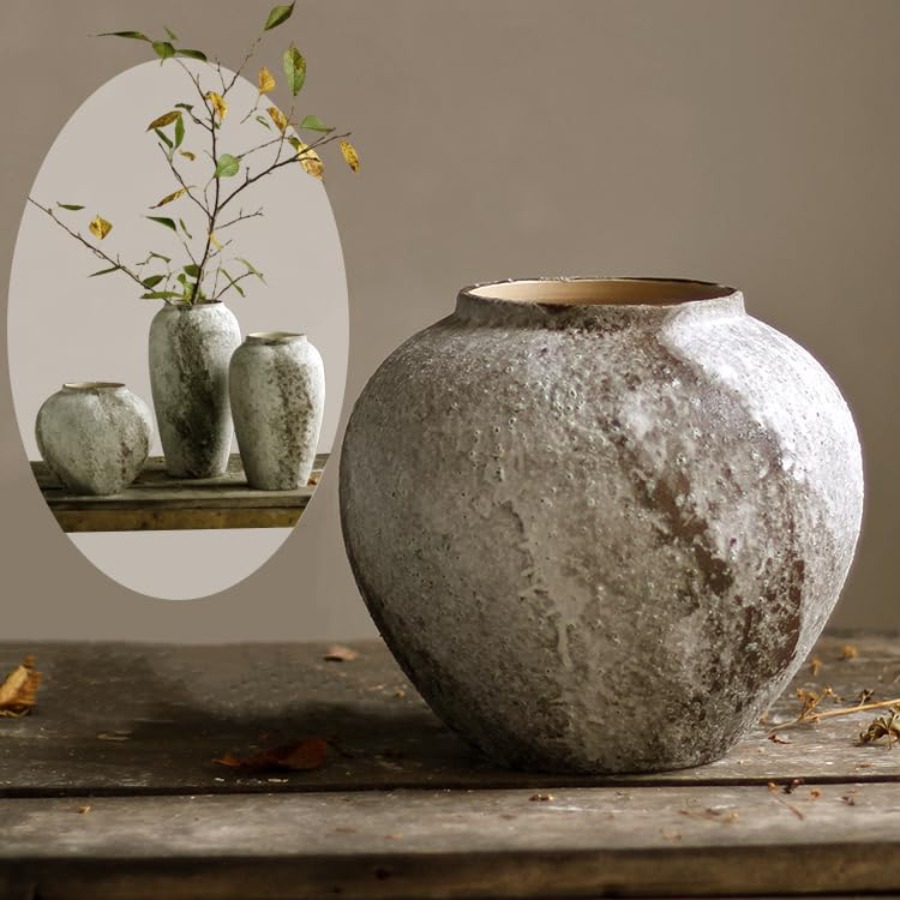Centerpiece Vase Tall - Rustic Ceramic Tall Floor Vase, Vtage