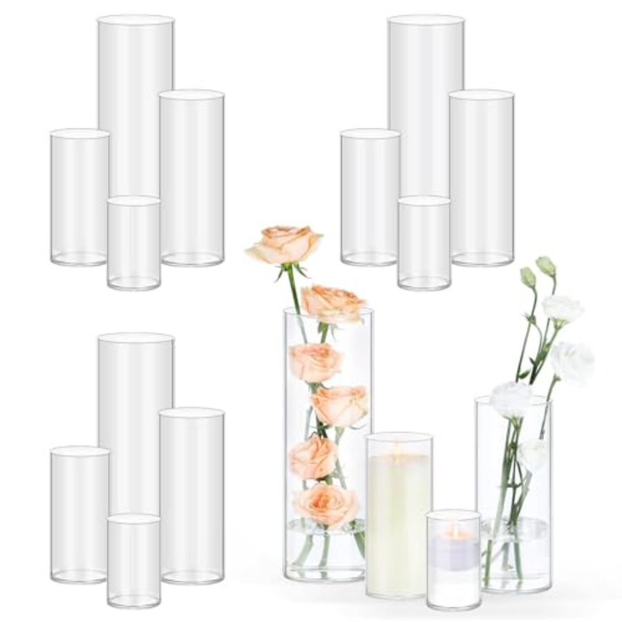 Centerpiece Vase Tall - Glass Cylinder Vases 4, 6, 8,
