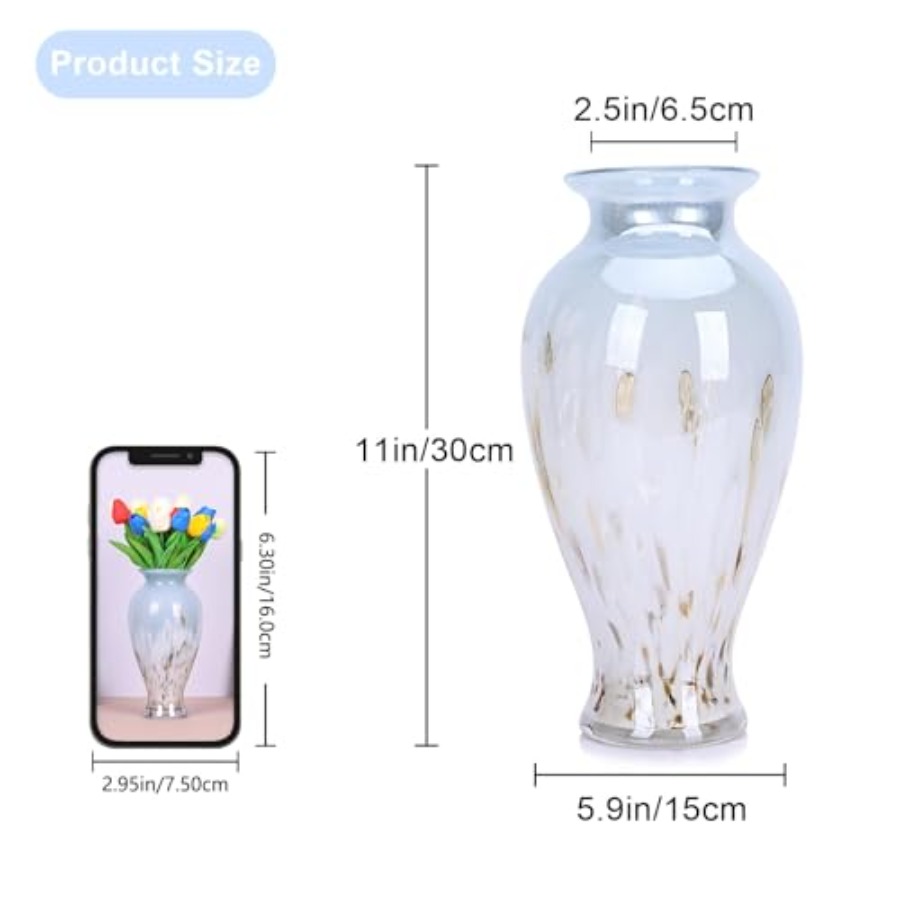 H Blown Glass Vase 11.8