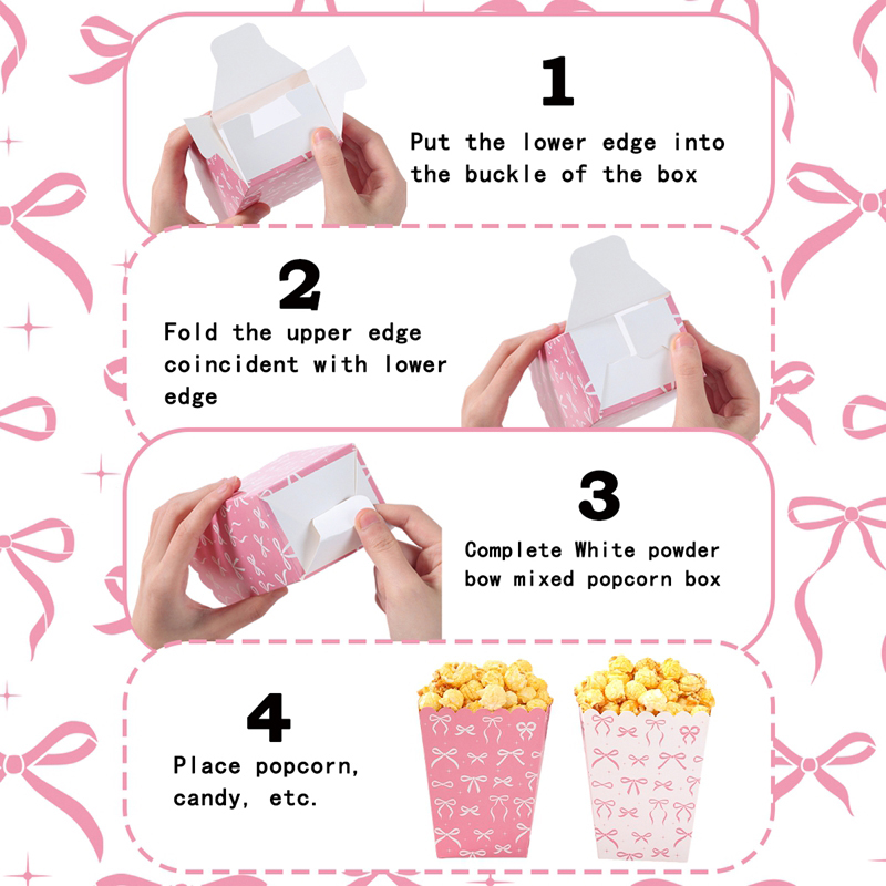 10Pcs Bow Paper Popcorn Boxes  - Wedding Decoration Supply recensione e prezzo